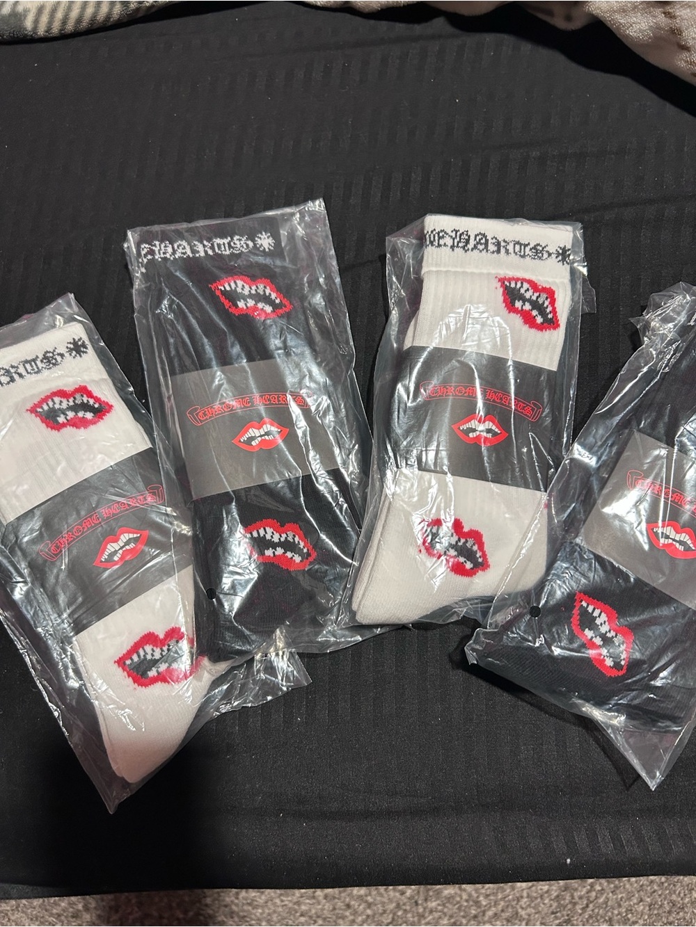 Black & White chrome heart socks